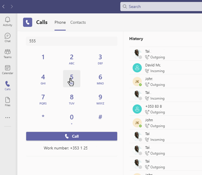 Microsoft teams calling dialling
