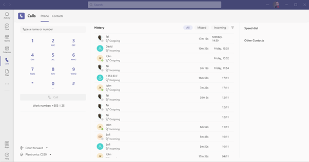 Microsoft teams calling