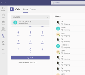 microft teams dialpad phone call