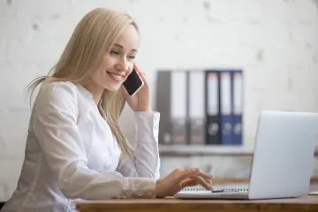 Woman on computer at desk