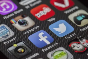 Close up of mobile phone social media apps