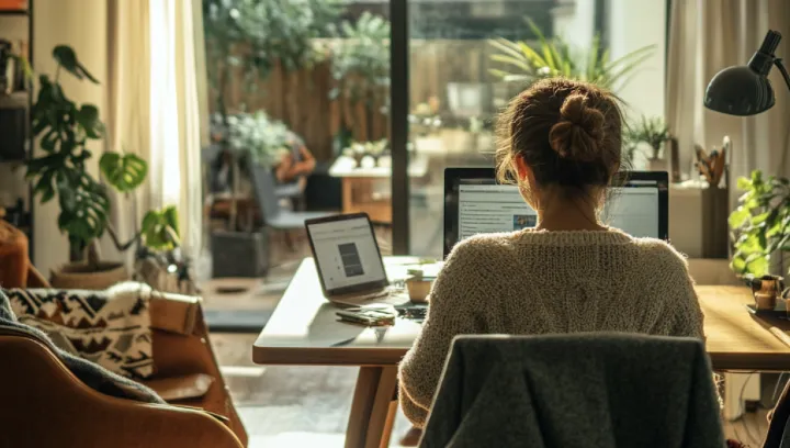 Woman working form home
