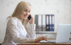 Woman on computer at desk