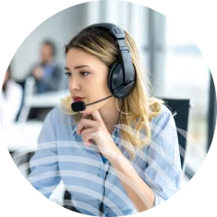 Woman on phone using the Salesforce Integrated Solution