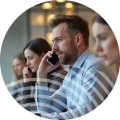 busy and stressed looking office team