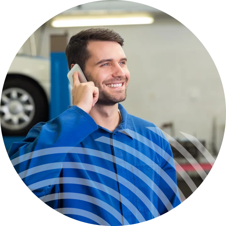 irish mechanic using phone system for garages