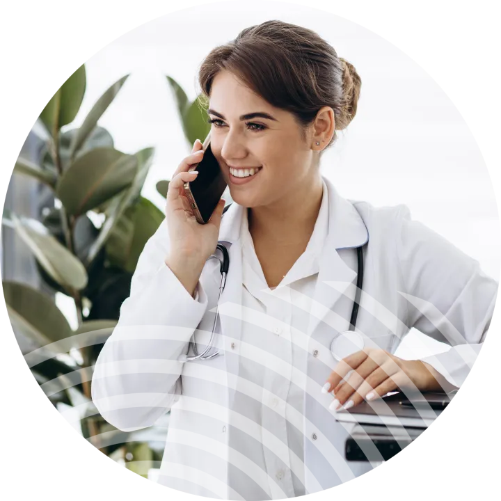 Irish Healthcare provider talking on phone