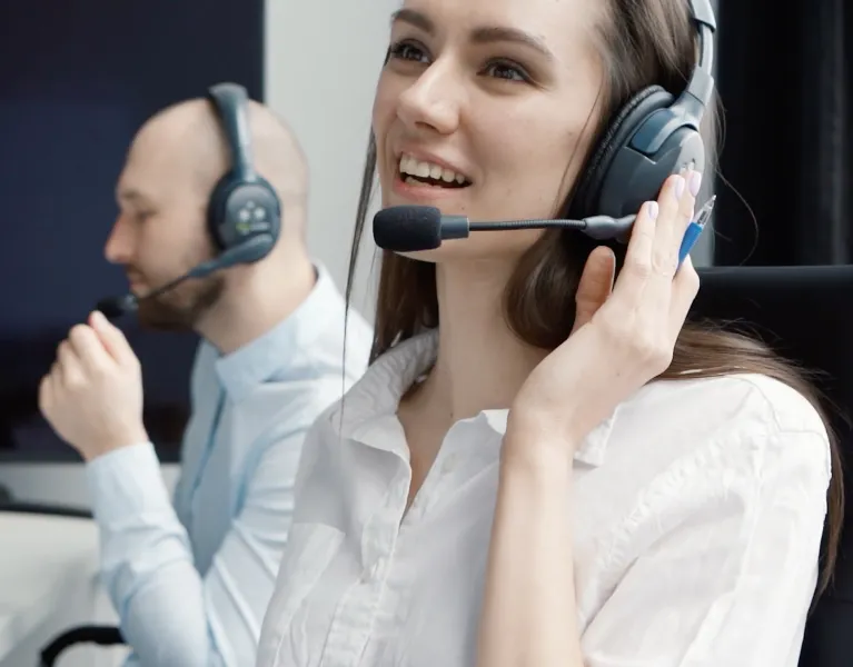 Woman using Teams