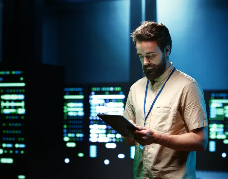 Managed connectivity man in server centre