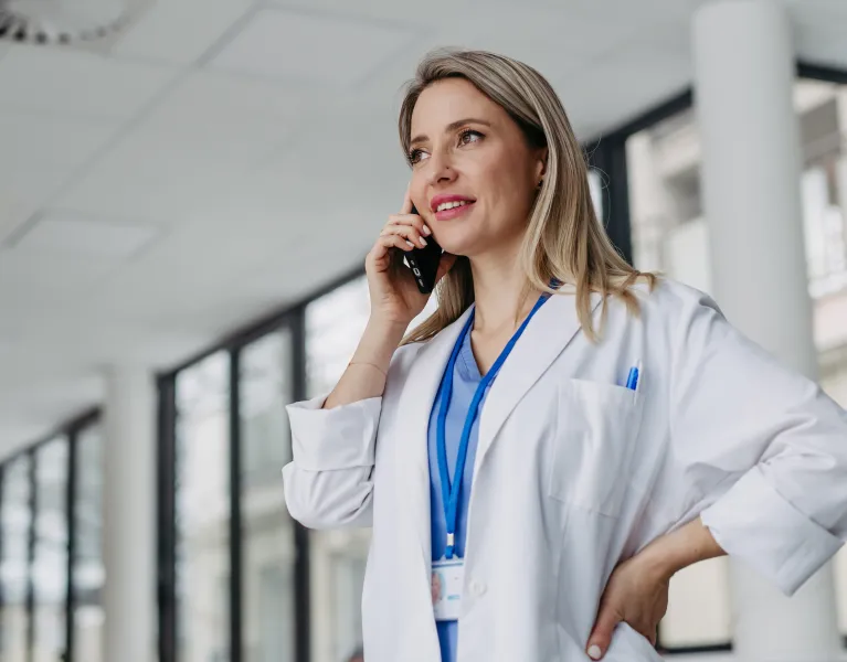 Irish Healthcare phone and communications solution doctor making phonecall